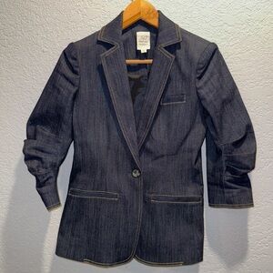 Cinq à Sept Denim Blazer Size 00 Stretch Cotton Tailored Jacket